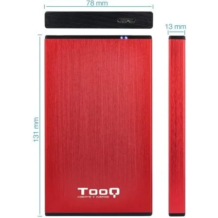 Tooq TQE-2527R Caja Externa para Disco Duro 2.5 Pulgadas SATA, Rojo/Negro